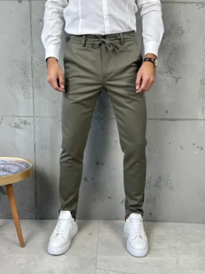 Muške pantalone sa učkurom - maslinasta