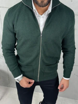 PREMIUM Džemper/Jakna sa Rajsferšlusom – Tamno Zelena