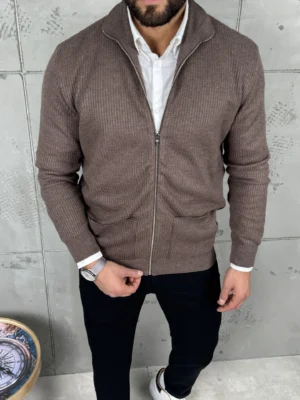 PREMIUM Džemper/Jakna sa Rajsferšlusom – Braon