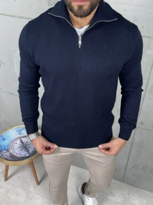 PREMIUM Muški Džemper Zip – Teget Plavi