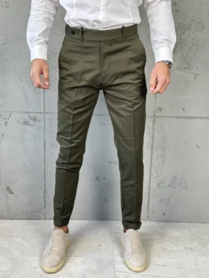 Muške elegantne pantalone Verdi Maslinasta